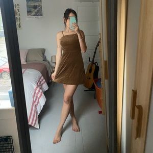 Brown corduroy winter dress